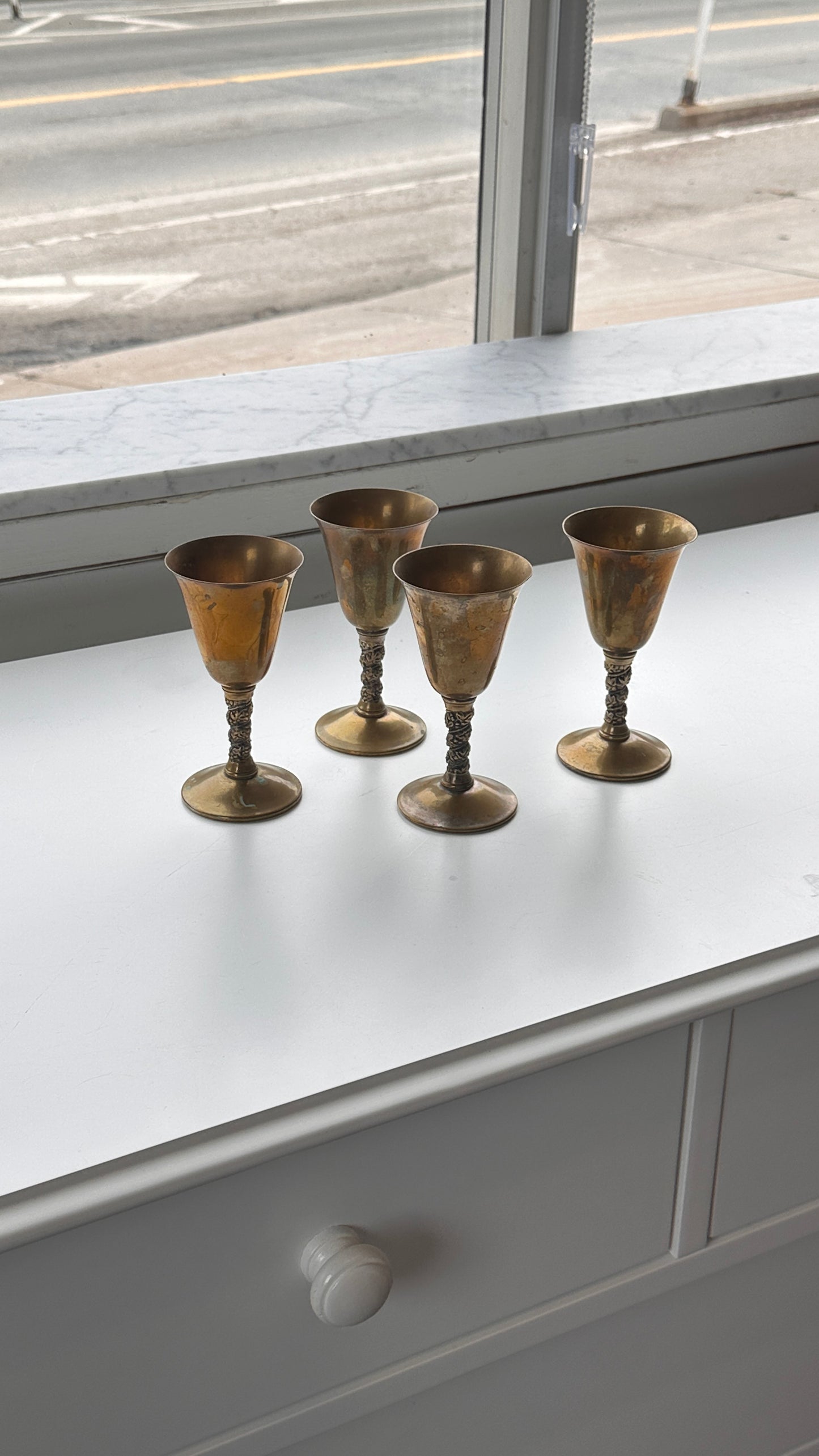 Set of 4 Brass Plated Goblets by Valero, Spain
