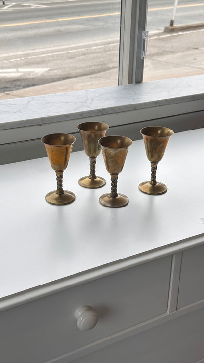 Set of 4 Brass Plated Goblets by Valero, Spain