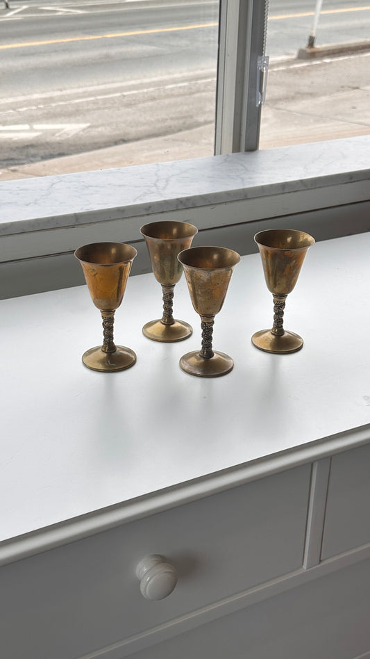 Set of 4 Brass Plated Goblets by Valero, Spain
