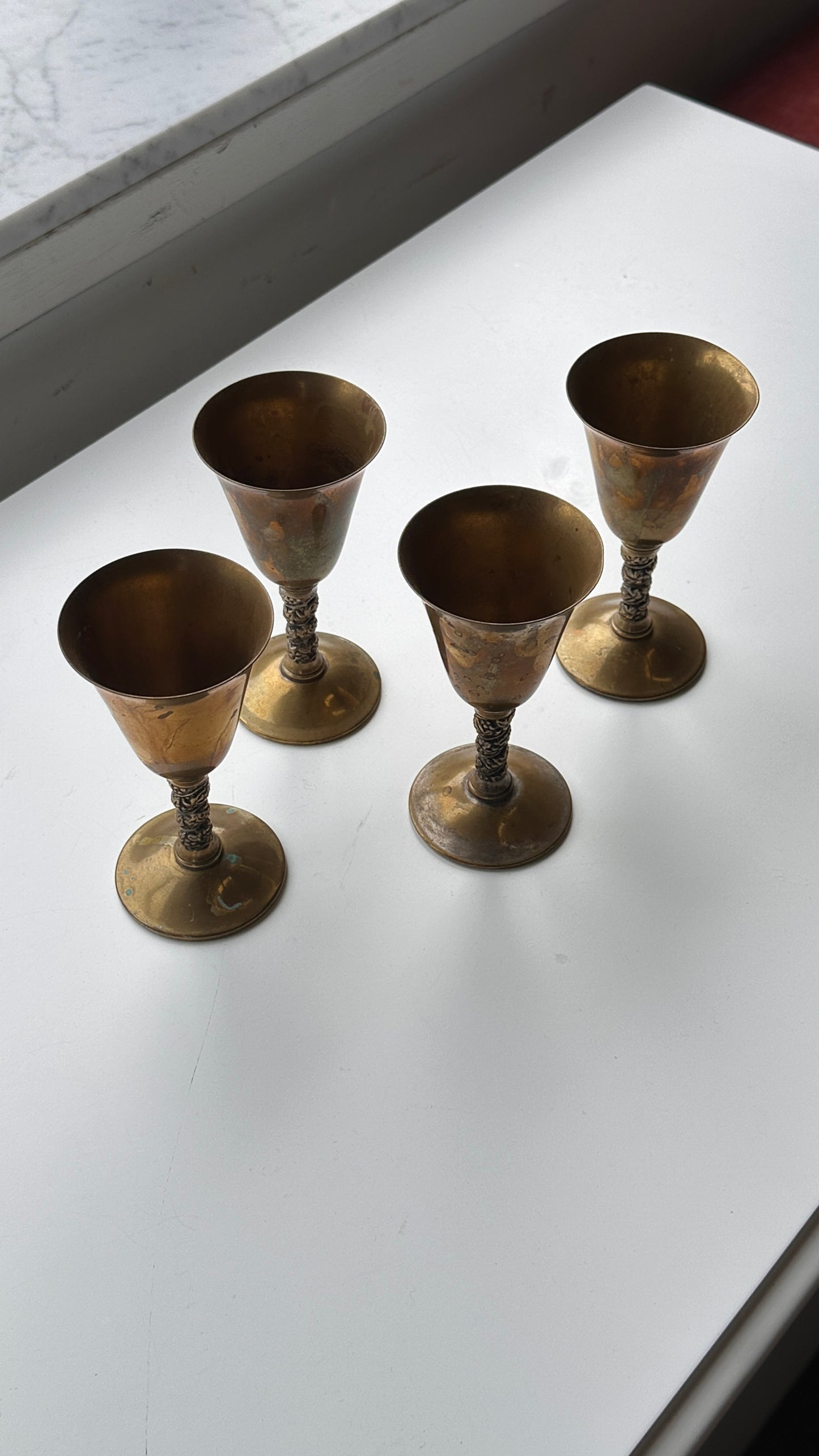 Set of 4 Brass Plated Goblets by Valero, Spain