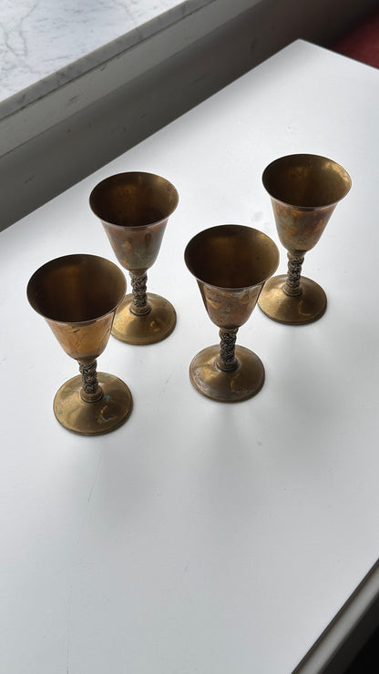 Set of 4 Brass Plated Goblets by Valero, Spain