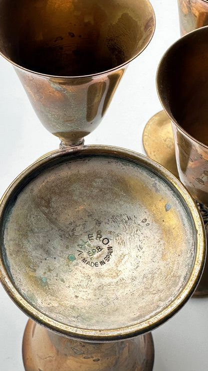 Set of 4 Brass Plated Goblets by Valero, Spain