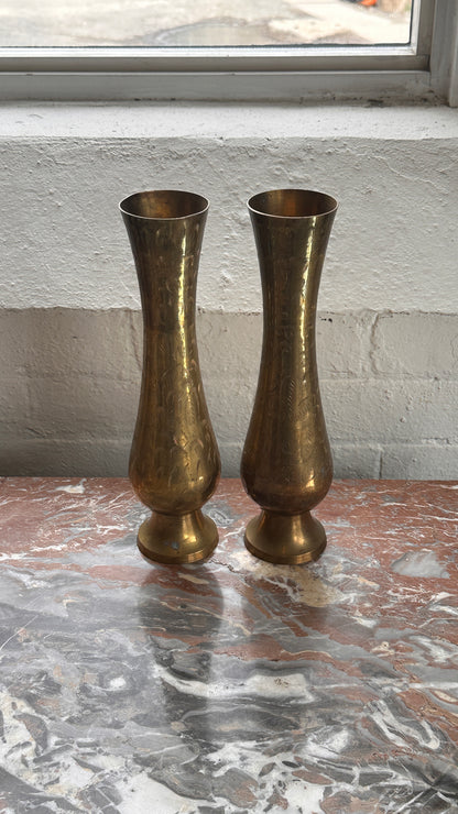 Brass Etched Vase, India.