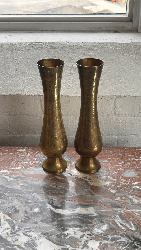 Brass Etched Vase, India.