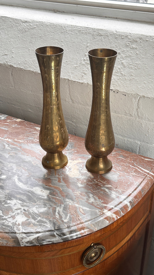 Brass Etched Vase, India.
