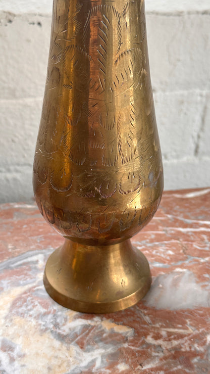 Brass Etched Vase, India.