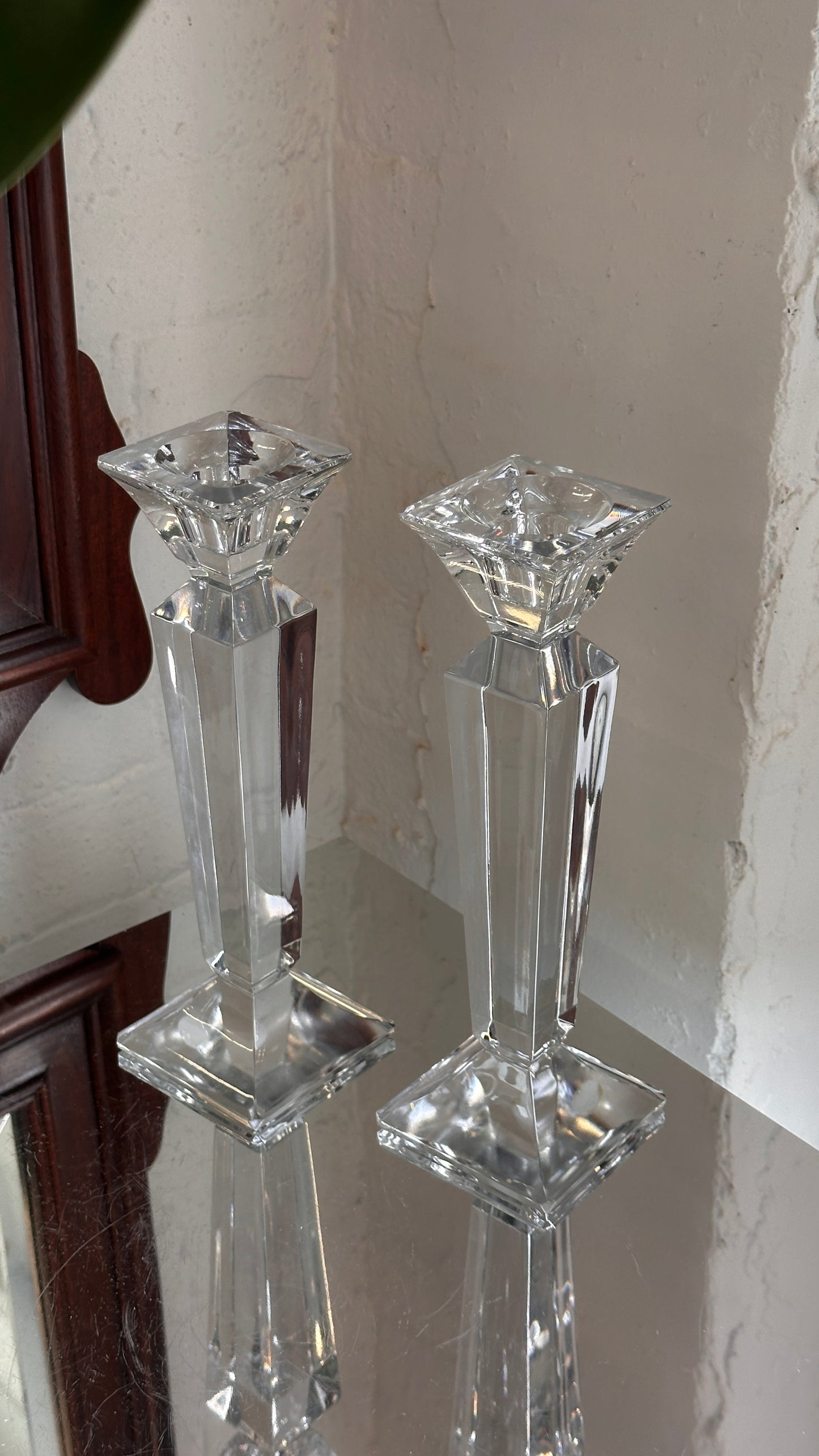 Pair of Czech Glass Candle Sticks