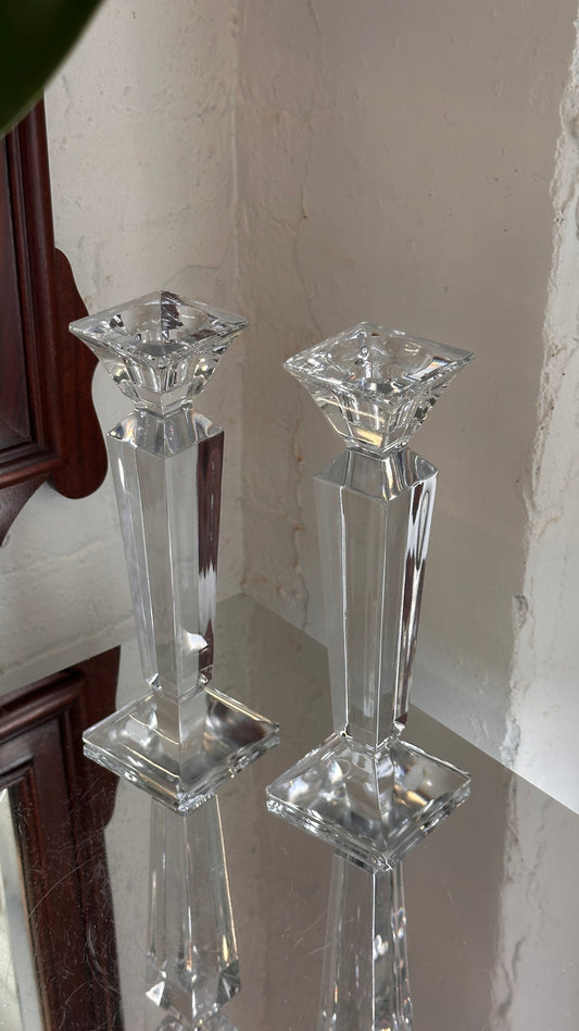 Pair of Czech Glass Candle Sticks