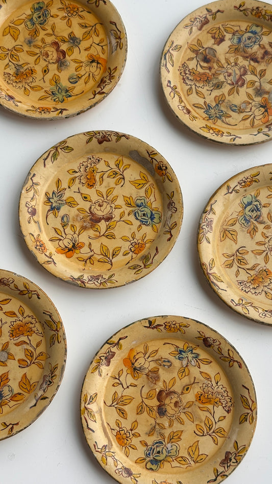 Set of 6 Vintage Floral Coasters