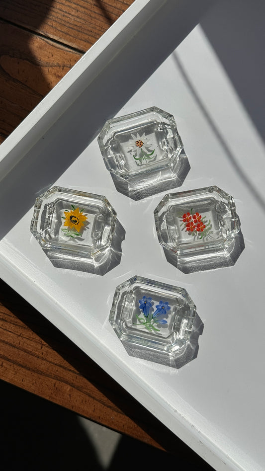 Set of 4 Vintage Glass Ashtrays