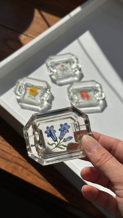 Set of 4 Vintage Glass Ashtrays
