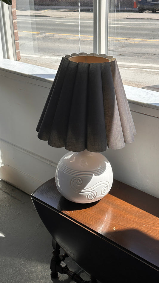 Vintage Ceramic Table Lamp with Fluted Shade