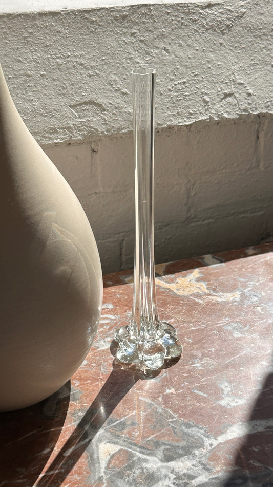 French Art Nouveau Gladioli Glass Bud Vase