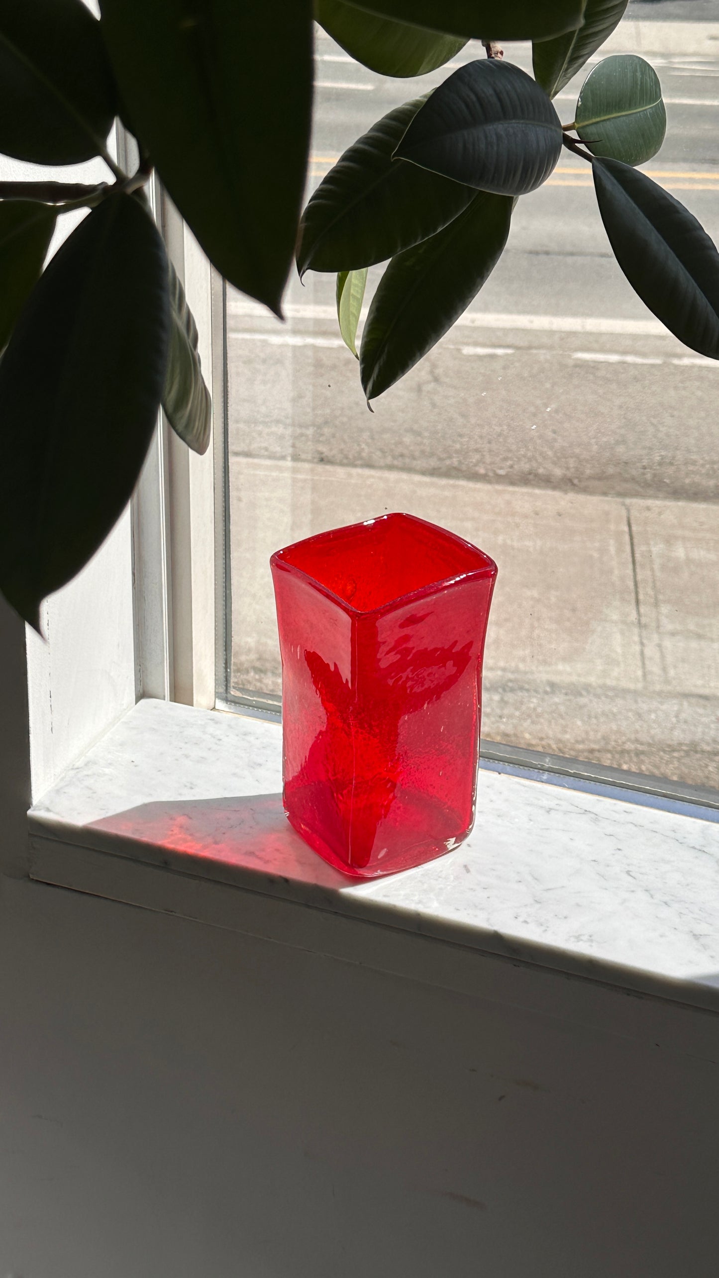 Chunky Red Blown Glass Vase