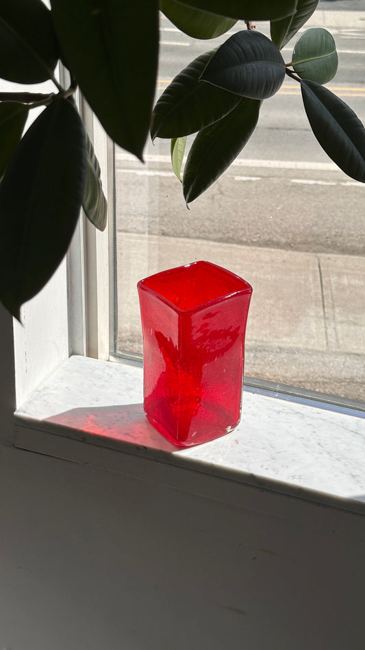 Chunky Red Blown Glass Vase