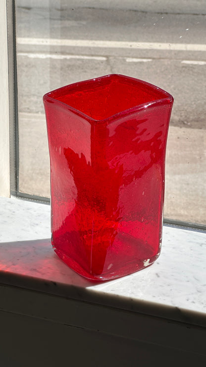 Chunky Red Blown Glass Vase