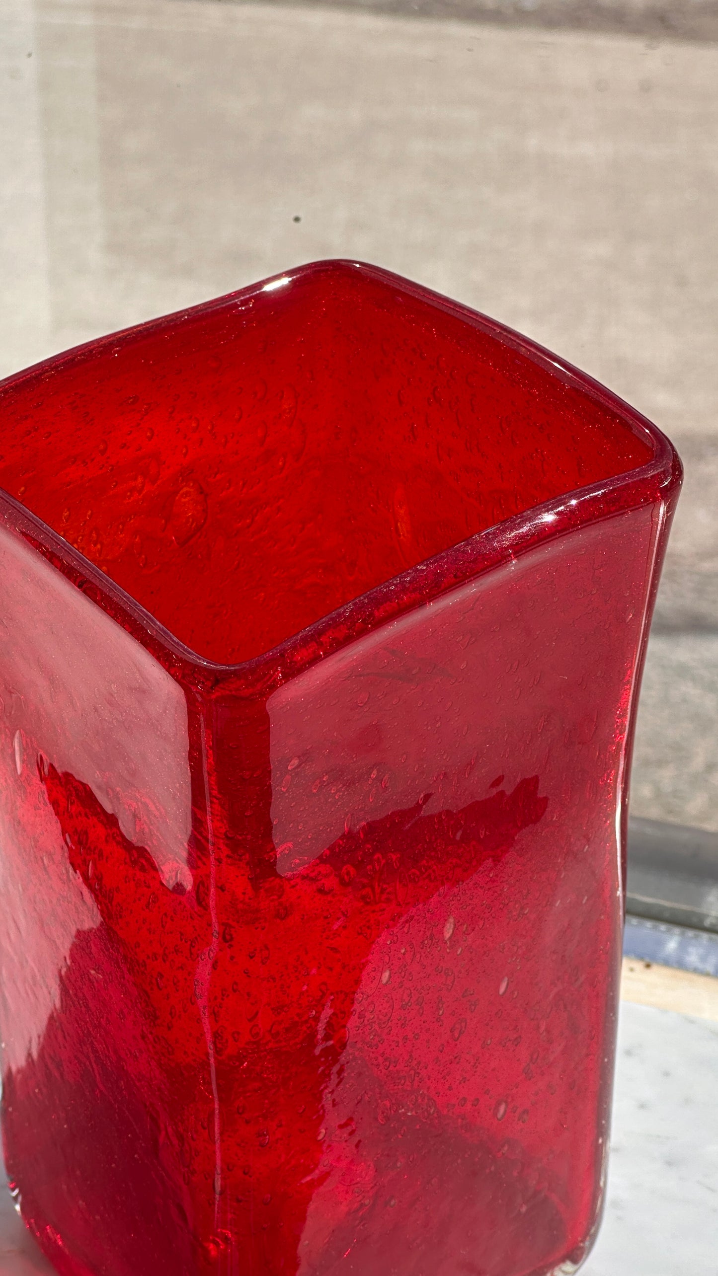 Chunky Red Blown Glass Vase