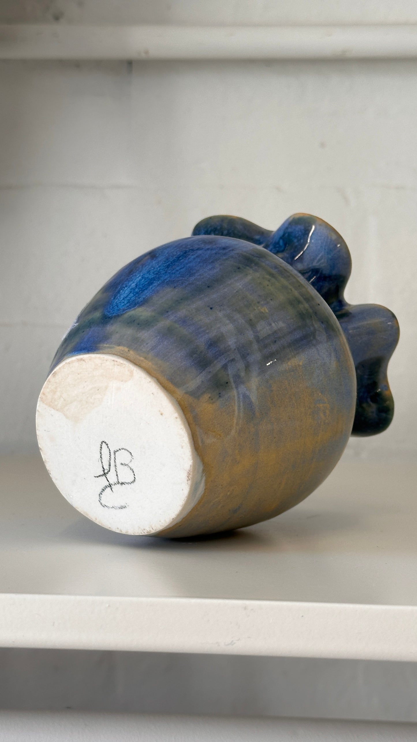 Handmade Ceramic Vase with Ruffled Rim