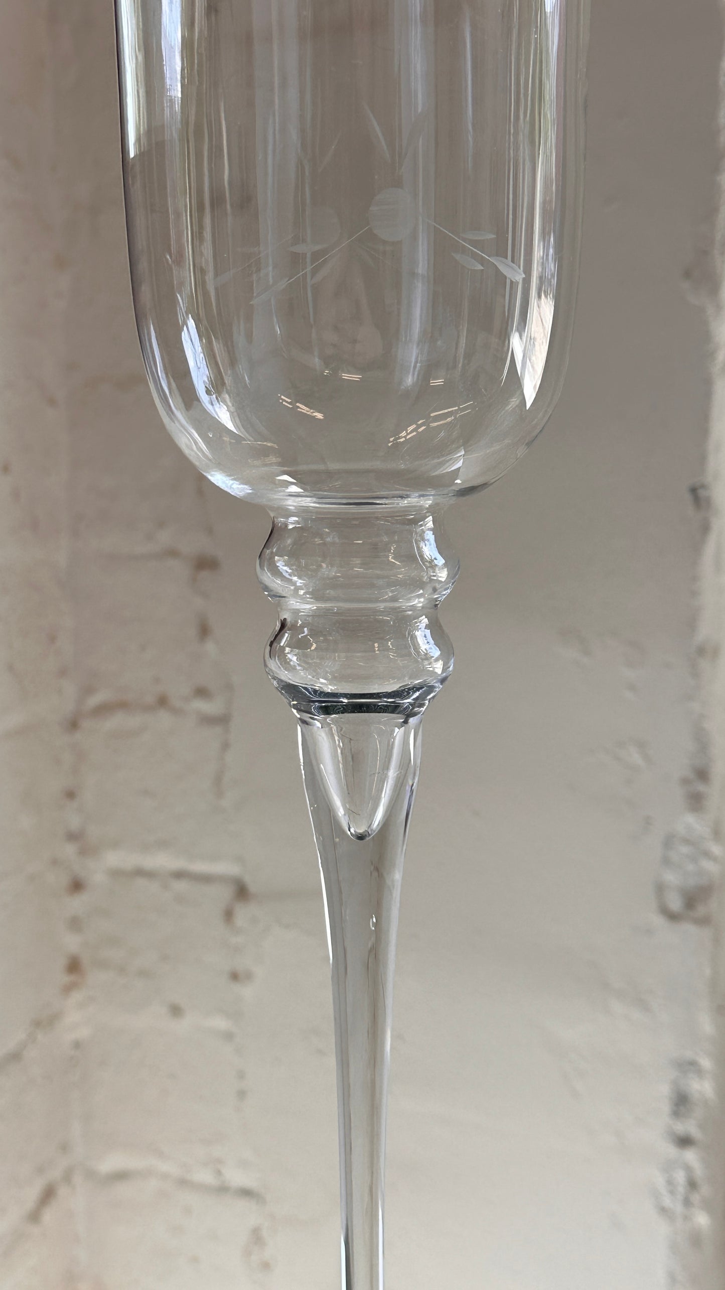 Pair of Long Stem Glass Candle Holders