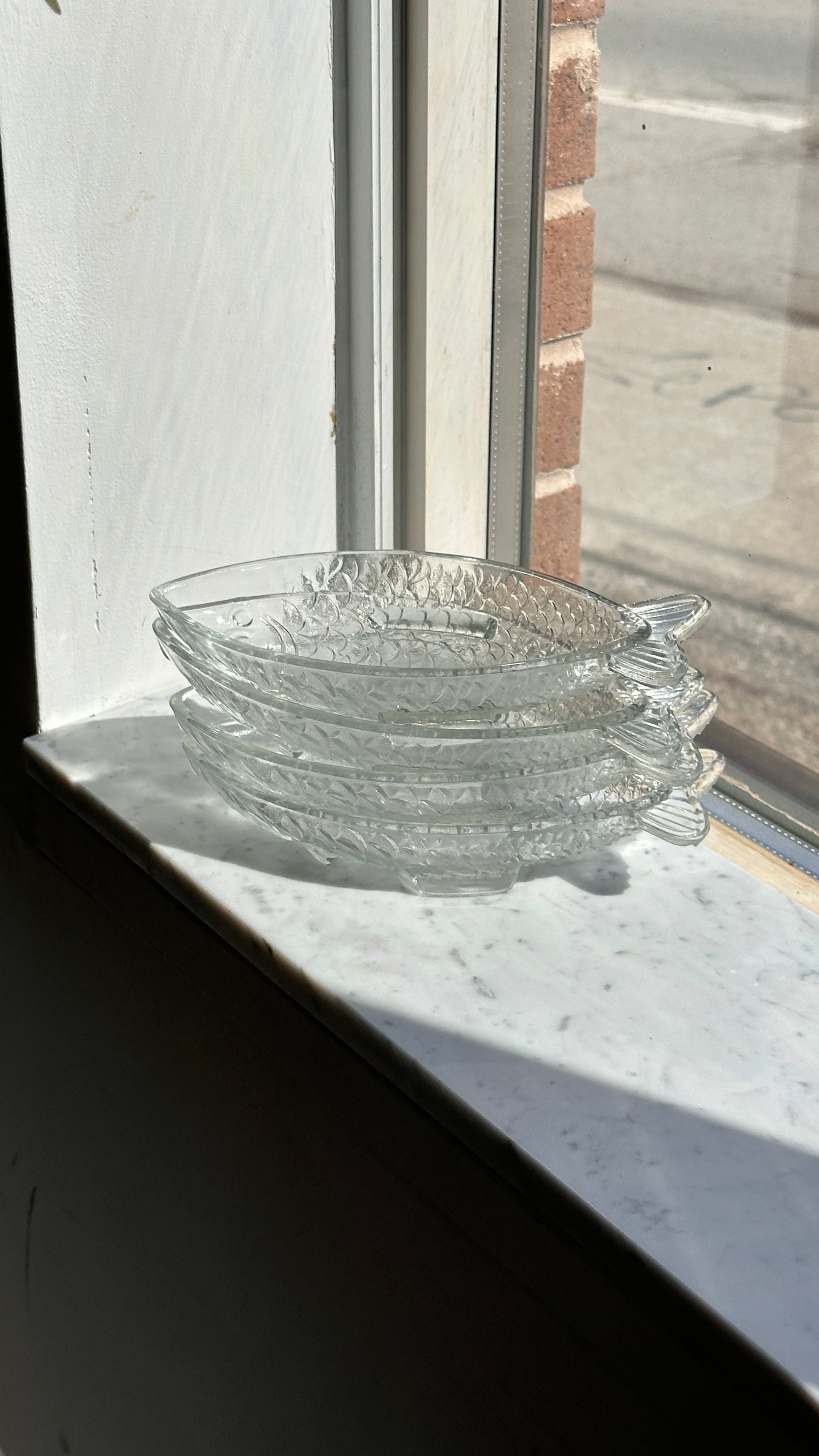 Set of 4 Glass Ankerglas Bernsdorf Fish Dishes