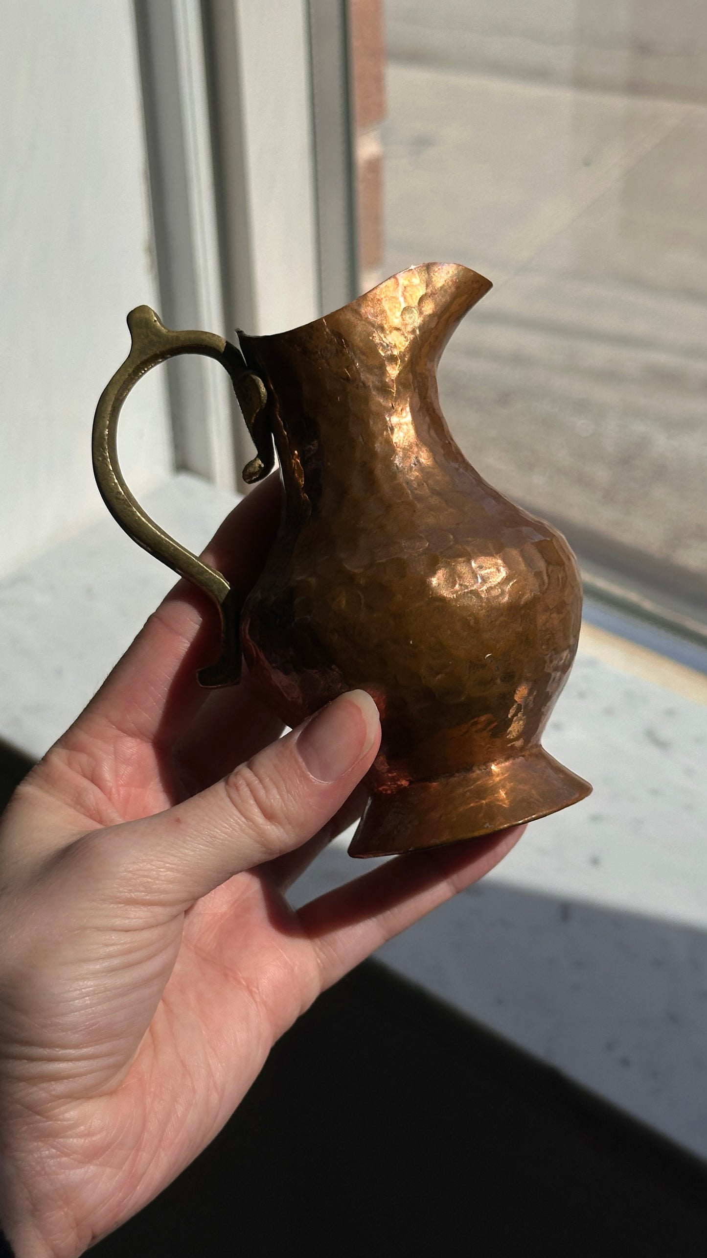 Small Vintage Hammered Copper Pitcher