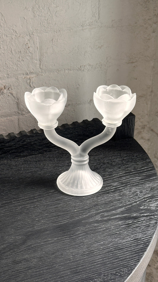 Vintage Frosted Glass Candle Holder