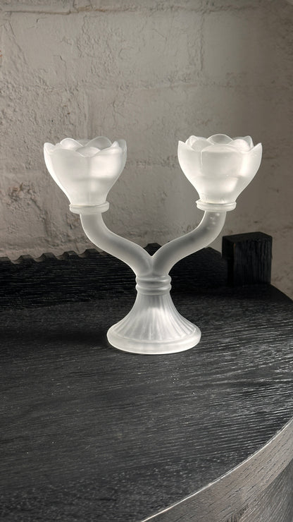 Vintage Frosted Glass Candle Holder