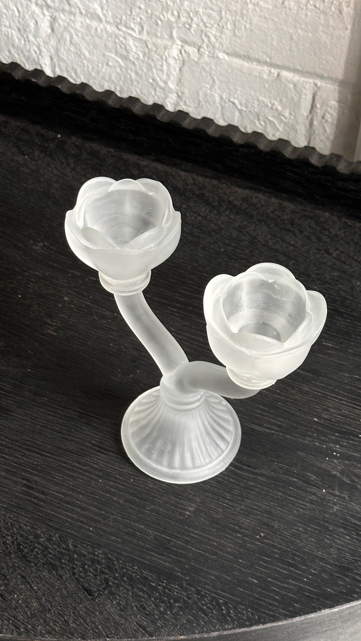 Vintage Frosted Glass Candle Holder