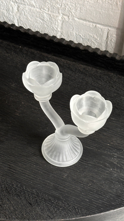 Vintage Frosted Glass Candle Holder
