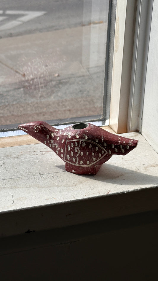 Carved Wooden Bird Candle Holder