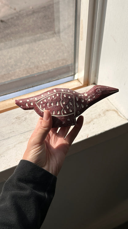 Carved Wooden Bird Candle Holder