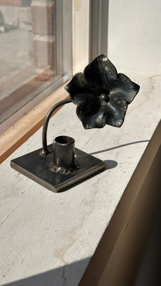 Handmade Steel Candle Holder with Flower