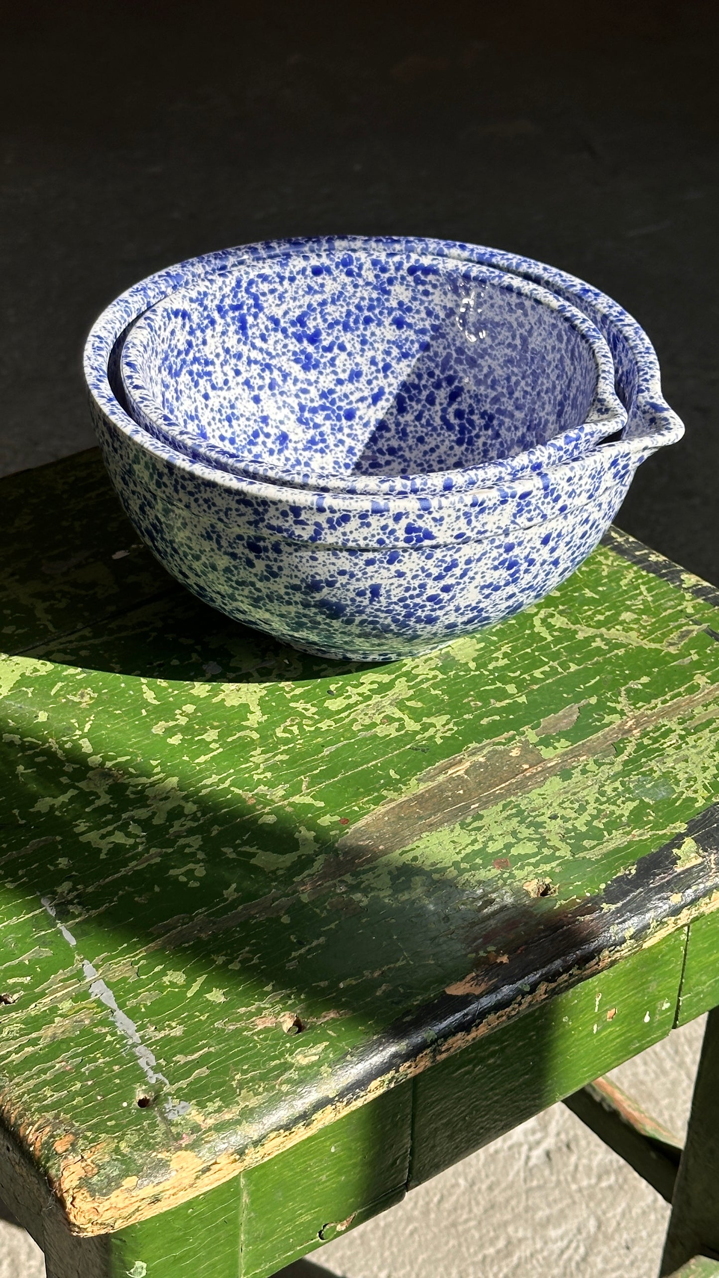 Pair of Splatterware Ceramic Mixing Bowls