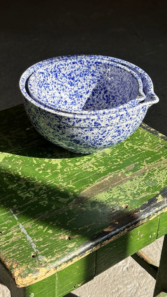 Pair of Splatterware Ceramic Mixing Bowls
