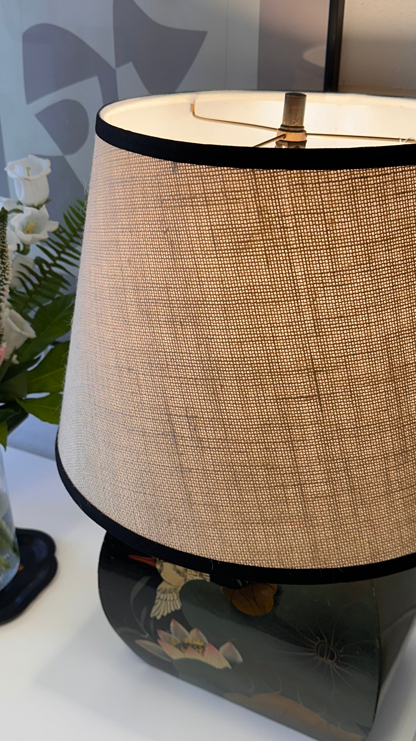 Vintage Painted Bird Table Lamp